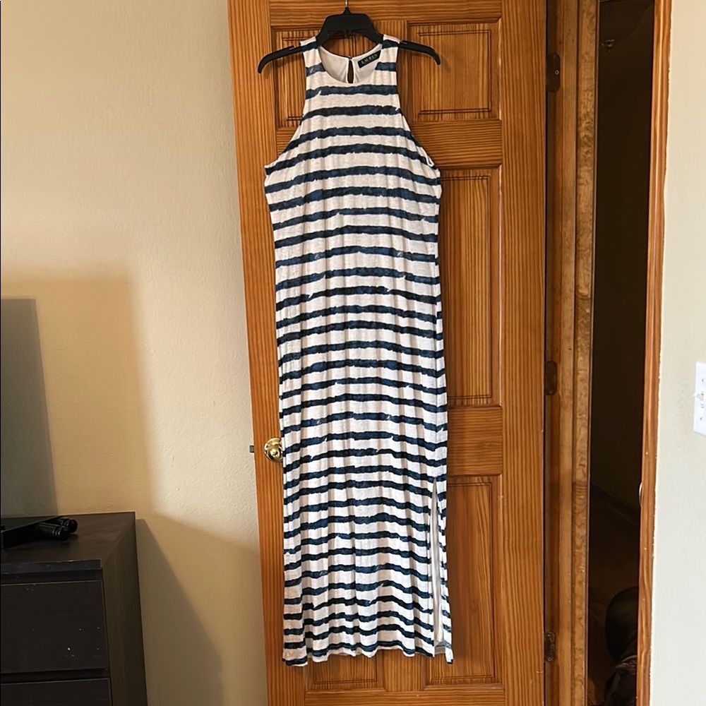 Lauren Ralph Lauren Navy and White Striped Maxi Dress